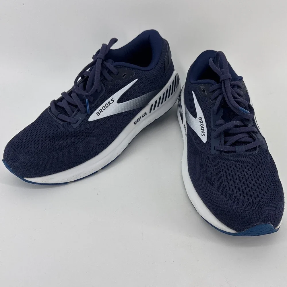 Brooks Beast GTS Men's Size 10 Wide 2E Navy Blue Running Shoes 1104252E